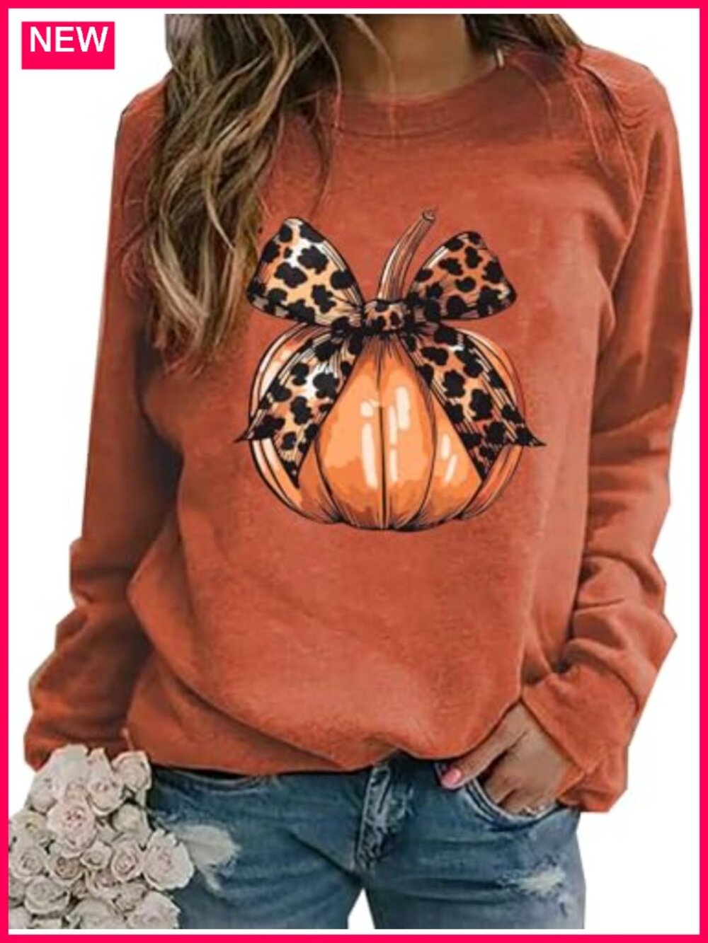 Women's Fall Pumpkin Sweatshirt Long Sleeve Pullover Crew Neck Casual Loose